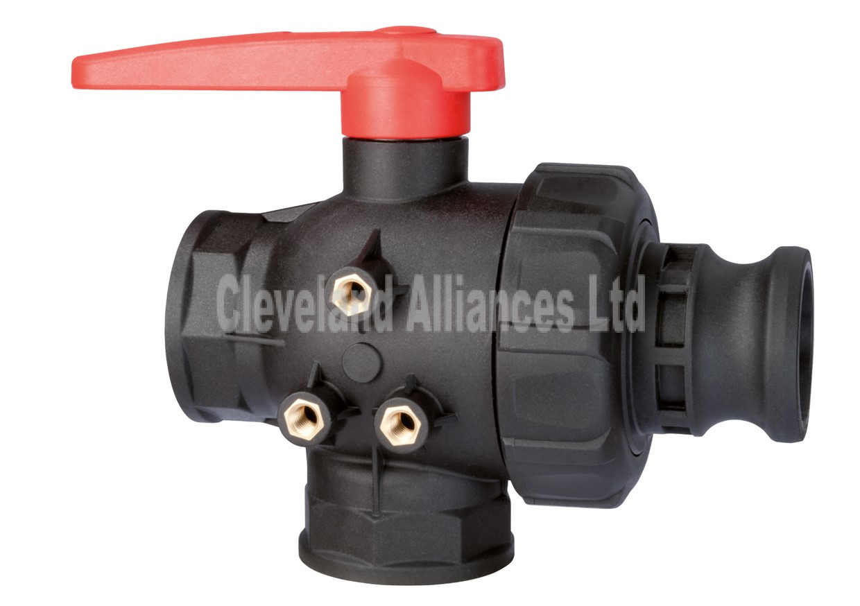 3 Way Single Union Ball Valves with Interrupted Flow & Camlock Adapter ...